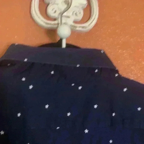 Lauren Ralph Lauren Slim Fit Stretch Non Iron Men's 17 34/35 Navy w/ Stars Shirt - Picture 4 of 8